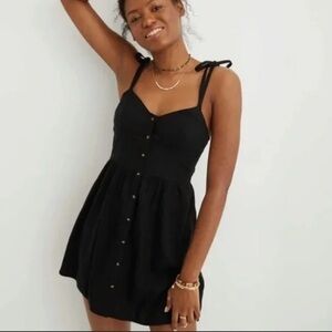 Aerie Black‎ Button-Down Linen Blend Dress Medium